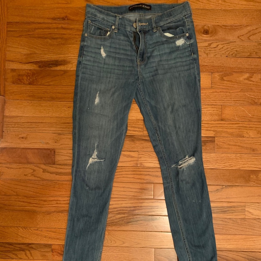 Express High Rise Ripped Jeans